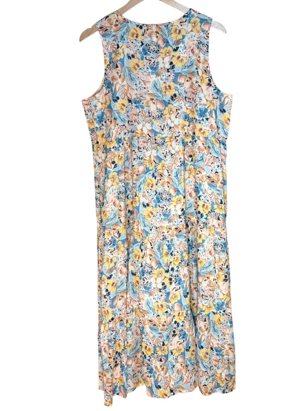 J. Jill Floral Sleeveless Maxi Dress in Yellow, Blue & Cream - Picture 2 of 15